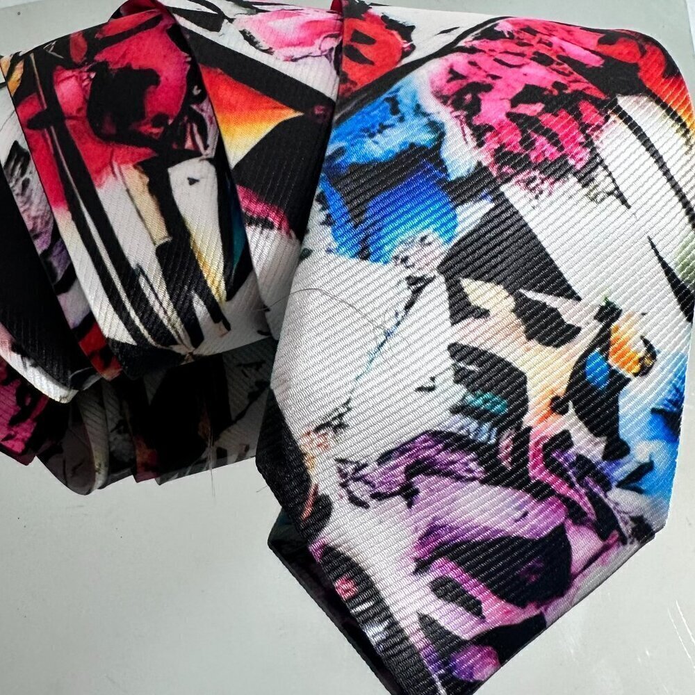 Floral Baroque Abstract Designer Menswear Tie Necktie Pink Black Lavender Rococo